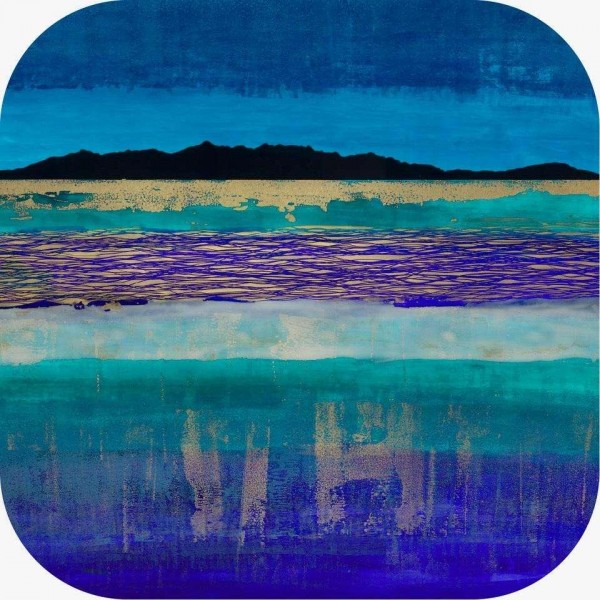 Arty Coaster: Glass Print - Arran Abstract in Tones of Blue